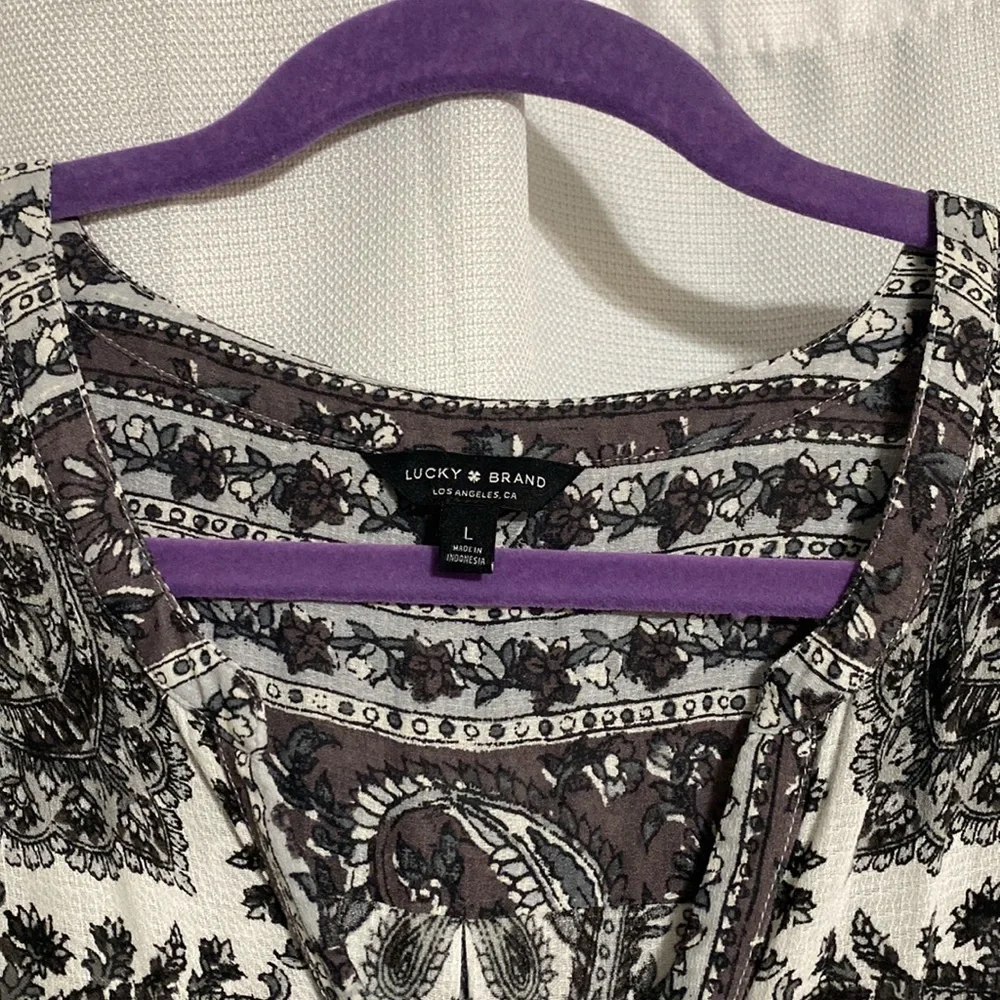 Lucky Brand Paisley Bohemian Front Tie Tank Top Size Large - Picture 2 of 6